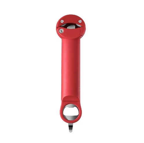 Red Multi-Functional Adjustable Can and Bottle Opener - Heavy Duty Jar Opener for Seniors, Women, and Weak Hands - Easy Grip Kitchen Gadget for Jars, Bottles, and Cans