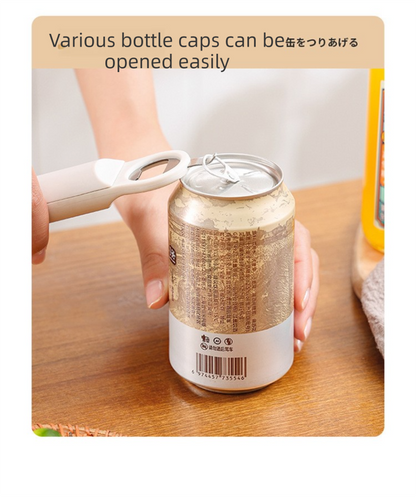Red Multi-Functional Adjustable Can and Bottle Opener - Heavy Duty Jar Opener for Seniors, Women, and Weak Hands - Easy Grip Kitchen Gadget for Jars, Bottles, and Cans