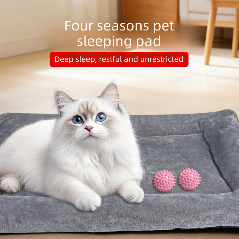 Grey S size Plush Flannel Pet Bed with Removable Sponge - Waterproof, Extra Wide & Thickened, Soft Four Seasons Pet Sleeping Mat for Dogs and Cats