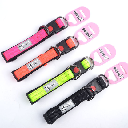 Green L size Vibrant Reflective Dog Collar and Leash Set - Adjustable Nylon Pet Harness with Comfortable Padding