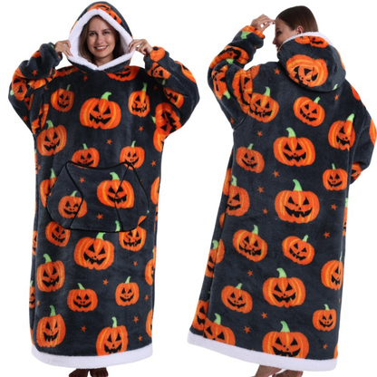 Christmas Plaid Style Oversized Hooded Blanket for Adults - Ultra Soft & Warm Wearable Fleece Throw with Giant Pocket, Perfect for Winter, Christmas & Valentine's Day