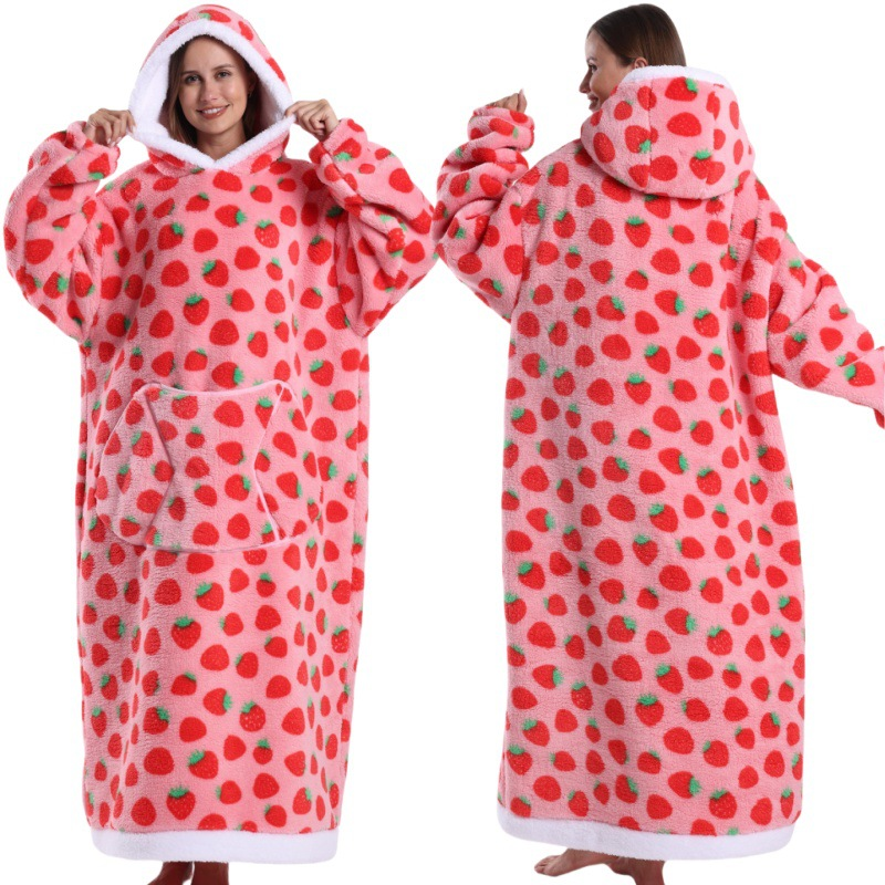 Christmas Plaid Style Oversized Hooded Blanket for Adults - Ultra Soft & Warm Wearable Fleece Throw with Giant Pocket, Perfect for Winter, Christmas & Valentine's Day