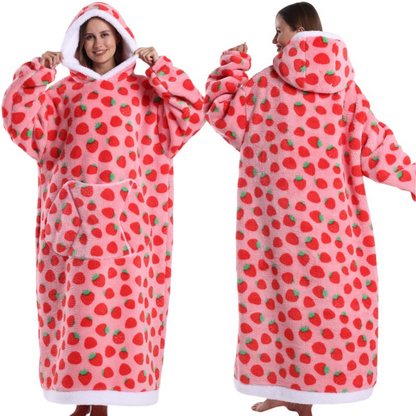 Skull Design Oversized Hooded Blanket for Adults - Ultra Soft & Warm Wearable Fleece Throw with Giant Pocket, Perfect for Winter, Christmas & Valentine's Day