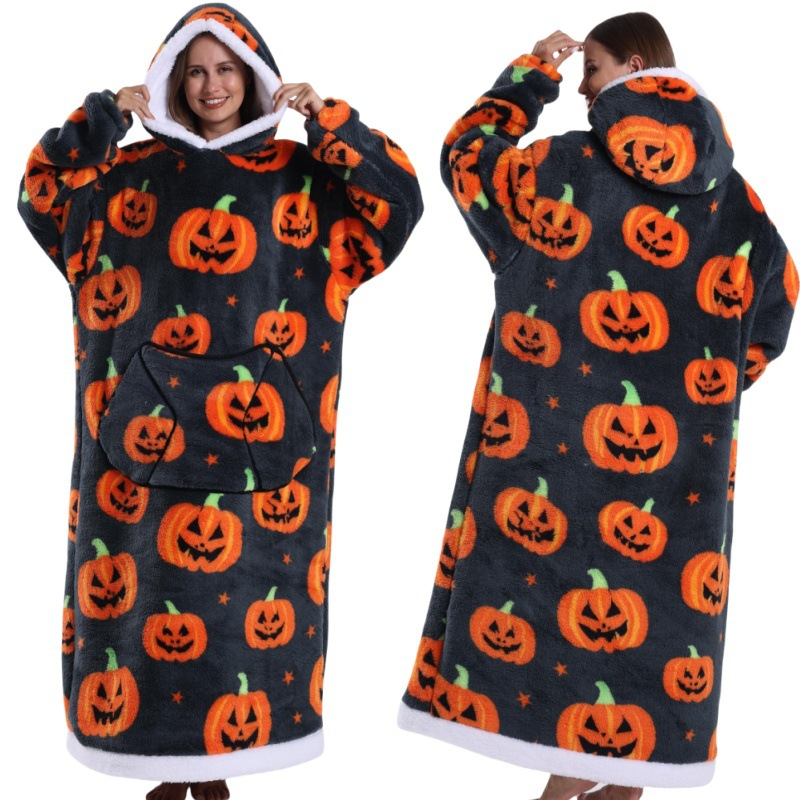 Blue Christmas Edition Oversized Hooded Blanket for Adults - Ultra Soft & Warm Wearable Fleece Throw with Giant Pocket, Perfect for Winter, Christmas & Valentine's Day