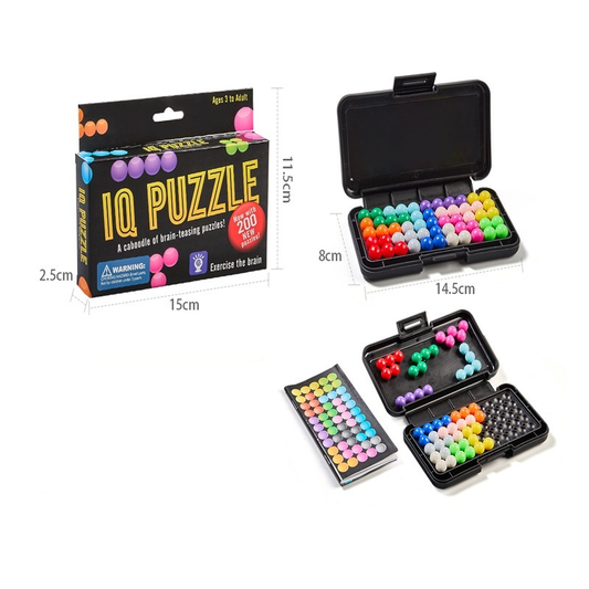 Black rectangle Magic Beads 3D Puzzle - portable, educational logic game suitable, featuring numerous levels and made of ABS material.