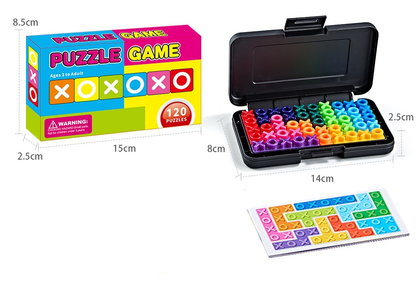 Black Rectangular Smart XO Puzzle â€” A portable logic game suitable , featuring numerous levels and crafted from ABS material.