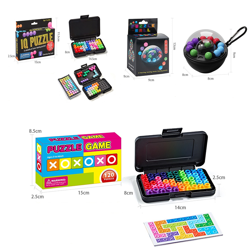 3-Pce Black  3D Puzzle - portable, educational logic game suitable , featuring numerous levels and made of ABS material.