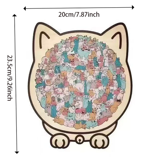 ã€Macaron Colorsã€‘Cat Collection Puzzle - Irregular Shaped Jigsaw with Adorable Kitten Pieces, Stacking Display Stand - Cute Home Decor & Brain Teaser for Ages 6+ - Unique Gift for Cat Lovers