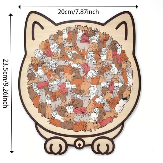 ã€Maillard Colorsã€‘Cat Collection Puzzle - Irregular Shaped Jigsaw with Adorable Kitten Pieces, Stacking Display Stand - Cute Home Decor & Brain Teaser for Ages 6+ - Unique Gift for Cat Lovers