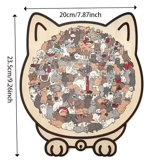 ã€Morandi Colorsã€‘Cat Collection Puzzle - Irregular Shaped Jigsaw with Adorable Kitten Pieces, Stacking Display Stand - Cute Home Decor & Brain Teaser for Ages 6+ - Unique Gift for Cat Lovers