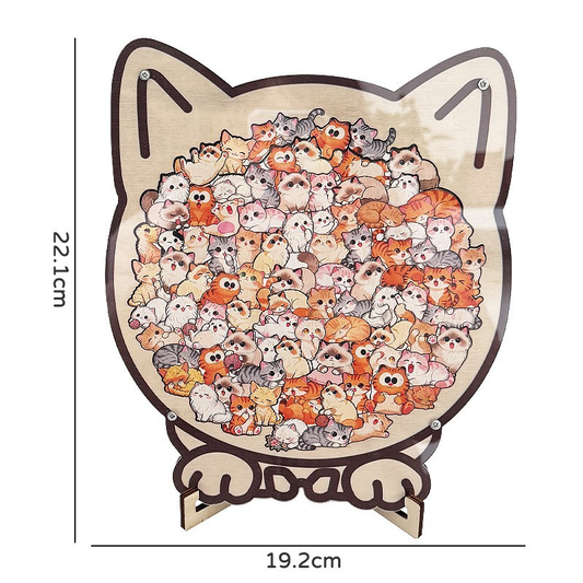 Colorful Cat Collection Puzzle - Irregular Shaped Jigsaw with Adorable Kitten Pieces, Stacking Display Stand - Cute Home Decor & Brain Teaser for Ages 6+ - Unique Gift for Cat Lovers