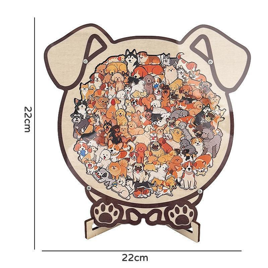 Colorful puppy Collection Puzzle - Irregular Shaped Jigsaw with Adorable Kitten Pieces, Stacking Display Stand - Cute Home Decor & Brain Teaser for Ages 6+ - Unique Gift for puppy Lovers