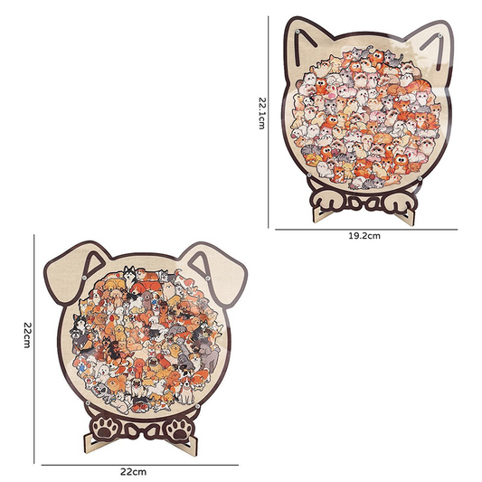 2PCS Colorful puppy and cat Collection Puzzle - Irregular Shaped Jigsaw with Adorable Kitten Pieces, Stacking Display Stand - Cute Home Decor & Brain Teaser for Ages 6+ - Unique Gift for animal Lovers