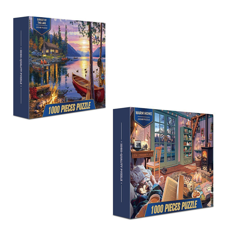 2 PCS 1000 Piece Jigsaw Puzzle for Adults - Animal & Landscape Art Design, Stress Relief Brain Game - Premium Quality Paper Puzzle for Teens Adults Ages 14+ ã€home+lakeã€‘