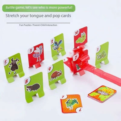 4 Player  Frog Tongue Game Lizard Mask Card Battle Family Board Game Parent-Child Interactive Party Game Silicone Material 4+ Years Educational Toy Memory Challenge