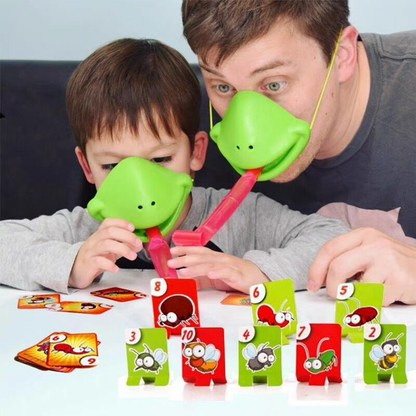 4 Player  Frog Tongue Game Lizard Mask Card Battle Family Board Game Parent-Child Interactive Party Game Silicone Material 4+ Years Educational Toy Memory Challenge