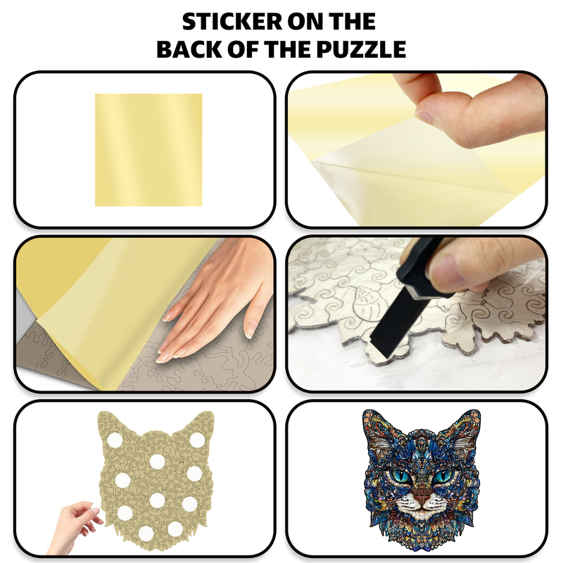 M Style Blue-Eyed Cat Wooden Jigsaw Puzzle -Irregular Animal Shaped Puzzle with DIY Piggy Bank Option, Laser Cut 3D Craft, Stress Relief Brain Game Gift for Adults 14+