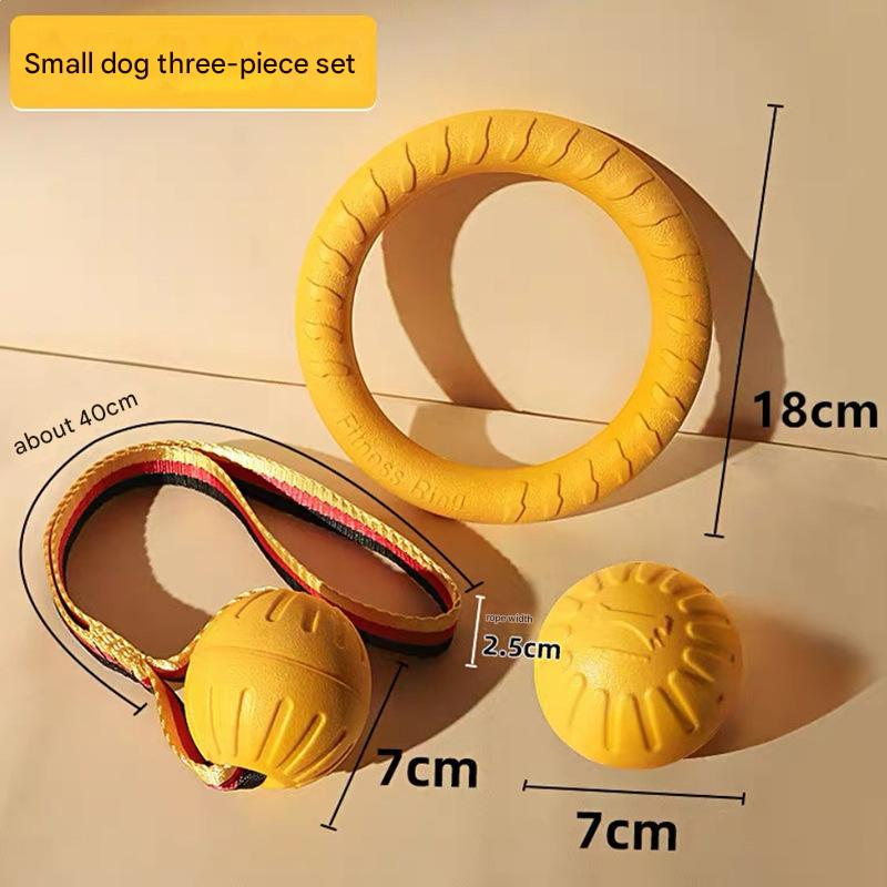 3-Piece Small Dog EVA Floating Dog Ring Toy Set – Interactive Tug-of-War Ring and Water Frisbee, durable chew and teething toy, suitable for training, teeth cleaning, and outdoor play, lightweight floating design