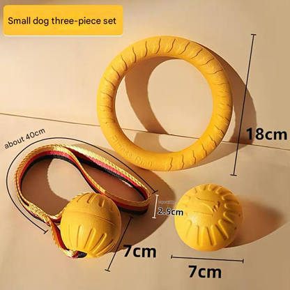 3-Piece Small Dog EVA Floating Dog Ring Toy Set – Interactive Tug-of-War Ring and Water Frisbee, durable chew and teething toy, suitable for training, teeth cleaning, and outdoor play, lightweight floating design