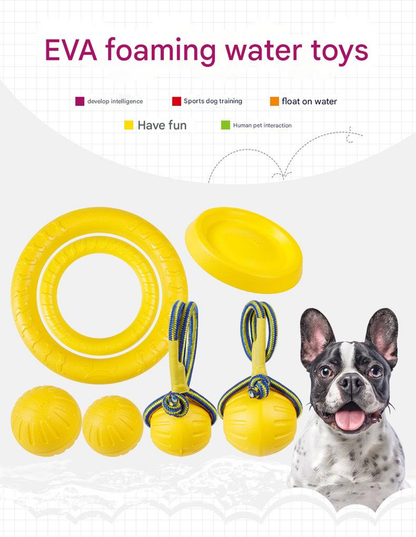 3-Piece Small Dog EVA Floating Dog Ring Toy Set – Interactive Tug-of-War Ring and Water Frisbee, durable chew and teething toy, suitable for training, teeth cleaning, and outdoor play, lightweight floating design