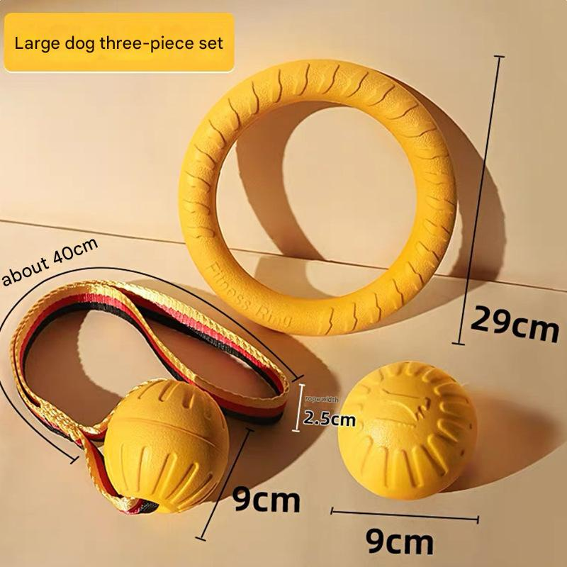 3-Piece Big Dog EVA Floating Dog Ring Toy Set – Interactive Tug-of-War Ring and Water Frisbee, durable chew and teething toy, suitable for training, teeth cleaning, and outdoor play, lightweight floating design