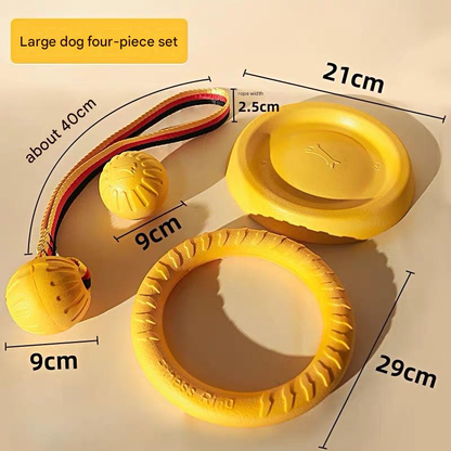 4-Piece Big Dog EVA Floating Dog Ring Toy Set – Interactive Tug-of-War Ring and Water Frisbee, durable chew and teething toy, suitable for training, teeth cleaning, and outdoor play, lightweight floating design