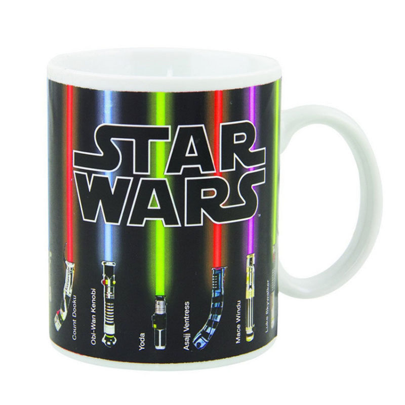 Black  Star Wars Lightsaber Heat Changing Mug - Magic Color Reveal Ceramic Coffee Cup, 330ml Heat Sensitive Thermochromic Mug, Novelty Gift for Sci-Fi Fans