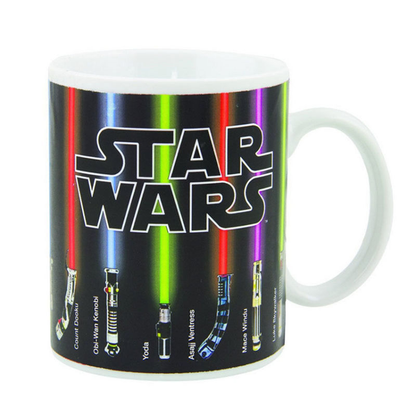 Black  Star Wars Lightsaber Heat Changing Mug - Magic Color Reveal Ceramic Coffee Cup, 330ml Heat Sensitive Thermochromic Mug, Novelty Gift for Sci-Fi Fans