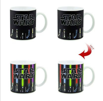 Black  Star Wars Lightsaber Heat Changing Mug - Magic Color Reveal Ceramic Coffee Cup, 330ml Heat Sensitive Thermochromic Mug, Novelty Gift for Sci-Fi Fans