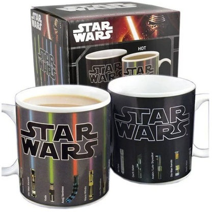 Black  Star Wars Lightsaber Heat Changing Mug - Magic Color Reveal Ceramic Coffee Cup, 330ml Heat Sensitive Thermochromic Mug, Novelty Gift for Sci-Fi Fans