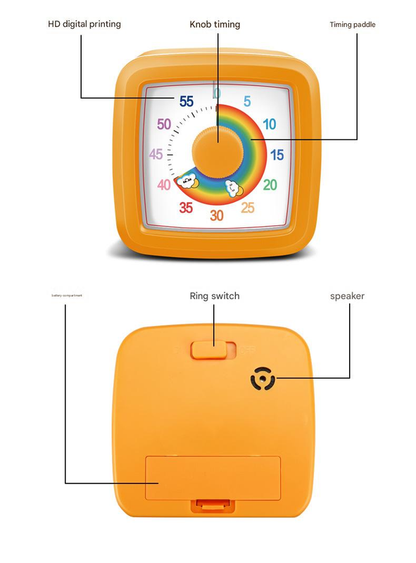 Blue Visual timer for kitchen â€“ a 60-minute rainbow countdown timer, silent operation, suitable for cooking, studying, and everyday tasks. Battery powered (batteries not included), made of ABS plastic