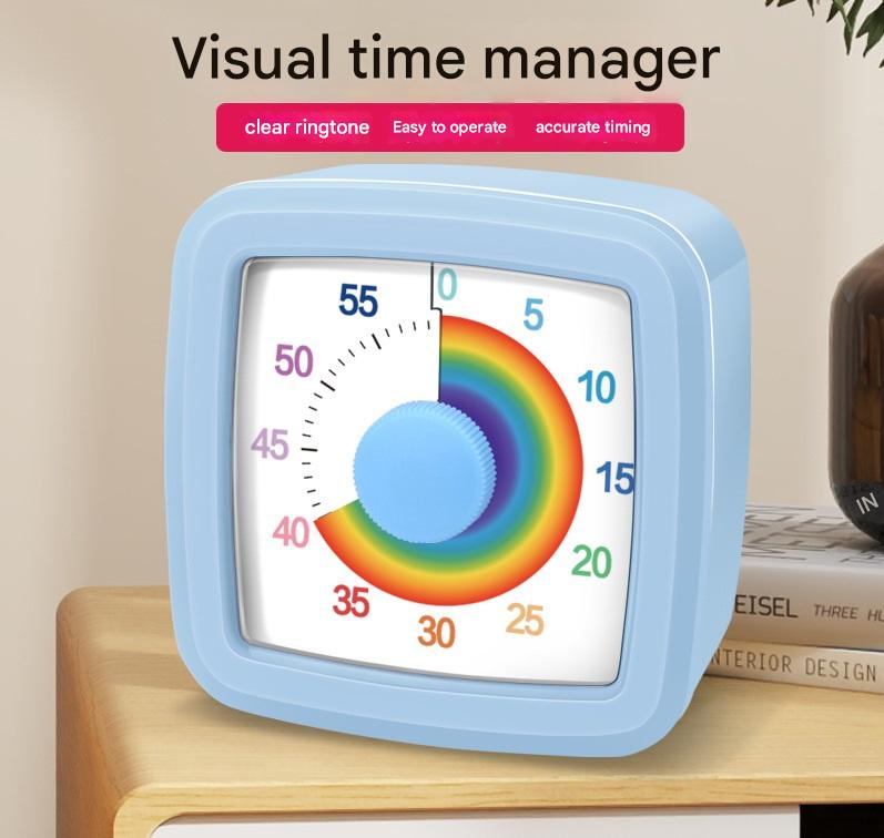 Green Visual timer for kitchen â€“ a 60-minute rainbow countdown timer, silent operation, suitable for cooking, studying, and everyday tasks. Battery powered (batteries not included), made of ABS plastic