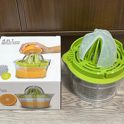 4-in-1 Manual Citrus Juicer with Grater and Egg Separator -Free Multi-Function Hand Press Lemon Orange Squeezer - Kitchen Gadget for Fresh Juice, Zest, and Cooking Prep
