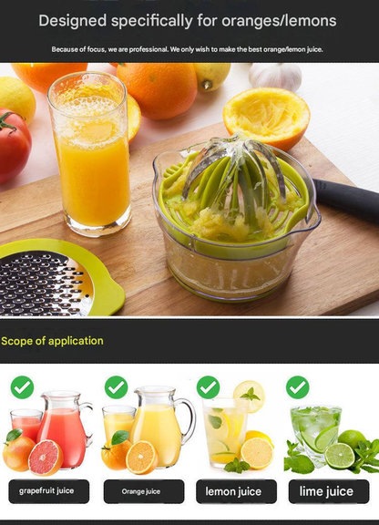 4-in-1 Manual Citrus Juicer with Grater and Egg Separator -Free Multi-Function Hand Press Lemon Orange Squeezer - Kitchen Gadget for Fresh Juice, Zest, and Cooking Prep