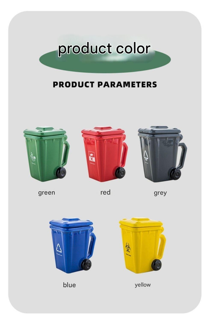 5-piece cup Creative Trash Can Ceramic Mug with Shovel Spoon - 400ml Funny Garbage Bin Coffee Cup with Lid - Novelty Gag Gift for Birthday Christmas - Quirky Kitchen Cup for Home Officeã€Green+Red+Blue+Yellow+Greyã€‘