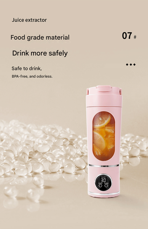 Pink 3.7V Portable Blender 700ml Wireless Juicer Cup - 12 Blade USB Rechargeable Smoothie Maker with LED Display - Personal Fruit Mixer with Safety Lock - BPA Free Travel Blender for Home Office Outdoor
