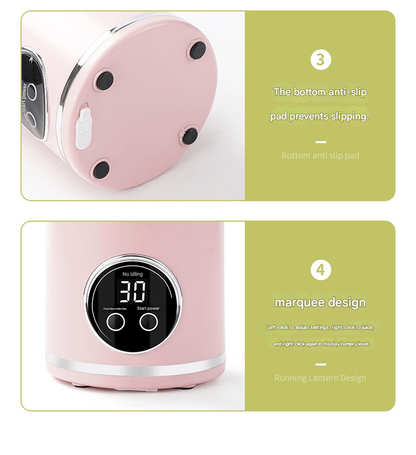 Pink 3.7V Portable Blender 700ml Wireless Juicer Cup - 12 Blade USB Rechargeable Smoothie Maker with LED Display - Personal Fruit Mixer with Safety Lock - BPA Free Travel Blender for Home Office Outdoor