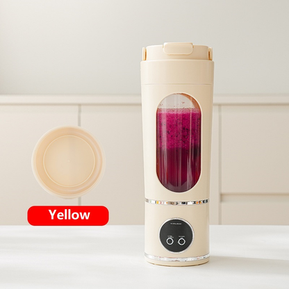 Yellow 3.7V Portable Blender 700ml Wireless Juicer Cup - 12 Blade USB Rechargeable Smoothie Maker with LED Display - Personal Fruit Mixer with Safety Lock - BPA Free Travel Blender for Home Office Outdoor