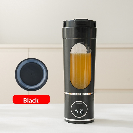 Black 7.4V Portable Blender 700ml Wireless Juicer Cup - 12 Blade USB Rechargeable Smoothie Maker with LED Display - Personal Fruit Mixer with Safety Lock - BPA Free Travel Blender for Home Office Outdoor