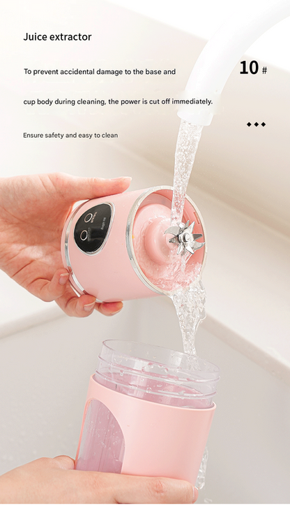 Pink 7.4V Portable Blender 700ml Wireless Juicer Cup - 12 Blade USB Rechargeable Smoothie Maker with LED Display - Personal Fruit Mixer with Safety Lock - BPA Free Travel Blender for Home Office Outdoor