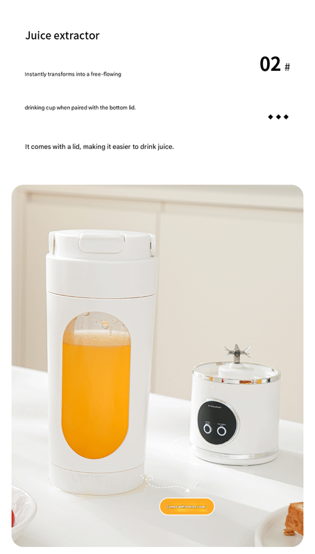 Yellow 7.4V Portable Blender 700ml Wireless Juicer Cup - 12 Blade USB Rechargeable Smoothie Maker with LED Display - Personal Fruit Mixer with Safety Lock - BPA Free Travel Blender for Home Office Outdoor