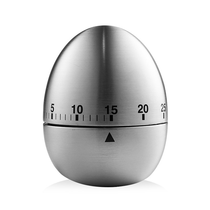 Egg Shape Stainless Steel Kitchen Timer Mechanical Cooking Timer -  Wind-Up 60 Minute Countdown Timer - Loud Ring 72dB Baking Tool with Non-Slip Base - Battery-Free Analog Timer for Home Office