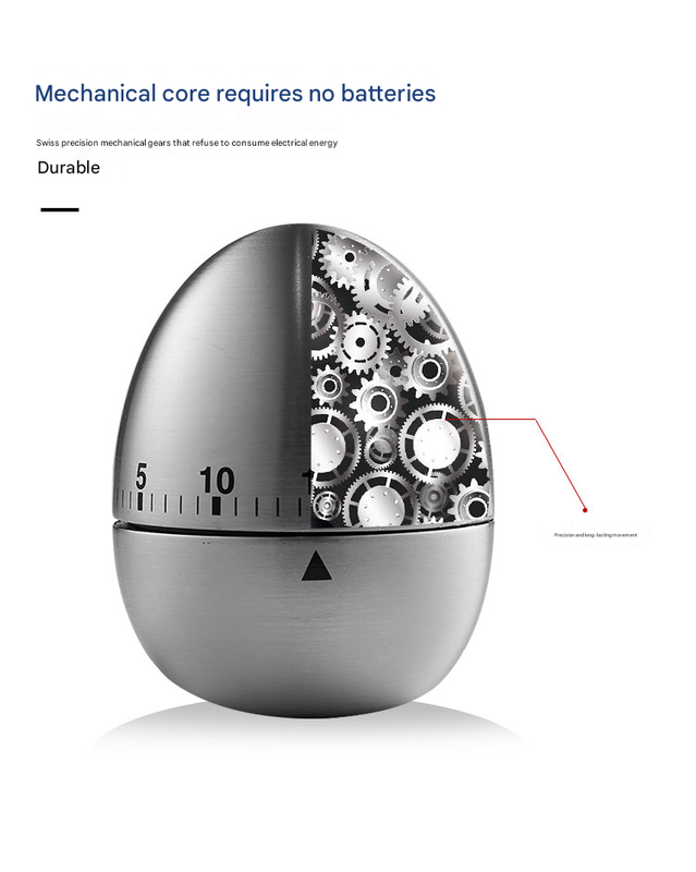 2-piece Apple and Egg Shape Stainless Steel Kitchen Timer Mechanical Cooking Timer -  Wind-Up 60 Minute Countdown Timer - Loud Ring 72dB Baking Tool with Non-Slip Base - Battery-Free Analog Timer for Home Office