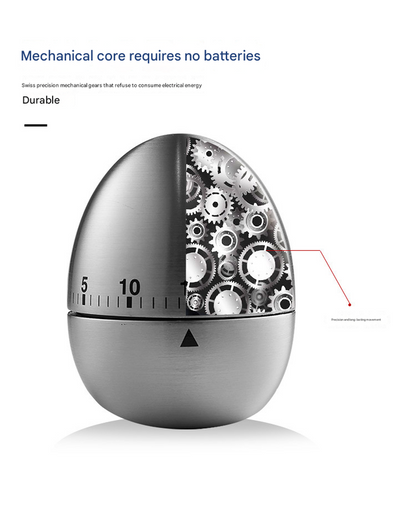 2-piece Apple and Egg Shape Stainless Steel Kitchen Timer Mechanical Cooking Timer -  Wind-Up 60 Minute Countdown Timer - Loud Ring 72dB Baking Tool with Non-Slip Base - Battery-Free Analog Timer for Home Office