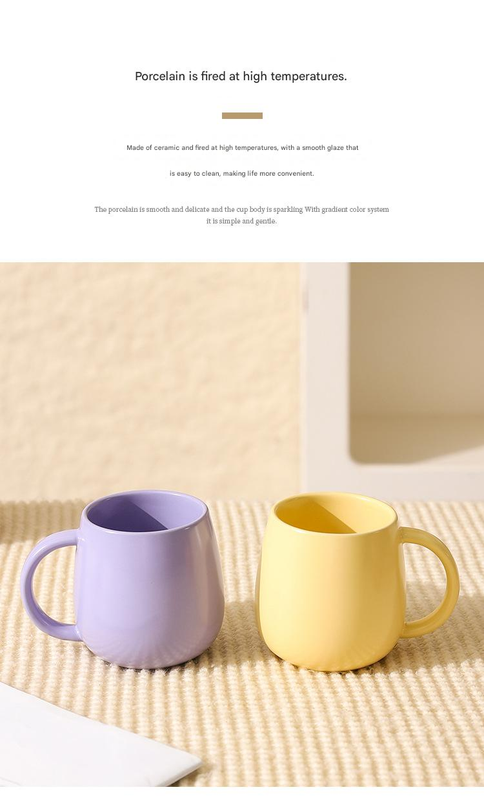 Purple Premium Macaron Ceramic Coffee Mug Set - 500ml Large Capacity Belly Cup with Underglaze Finish, Minimalist Nordic Style Porcelain Mug for Coffee, Tea, Milk and Oatmeal