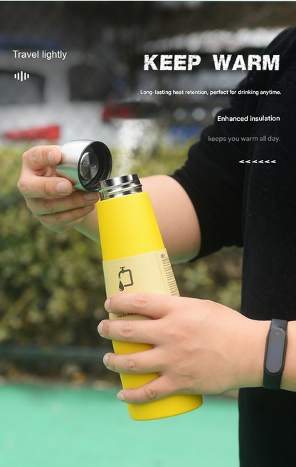 White Premium 304 Stainless Steel Vacuum Insulated Water Bottle - 532ml Large Capacity Sports Flask with 12-24 Hour Thermal Retention, Leak-Proof Portable Travel Mug for Gym, Office, Car and Outdoor Activities