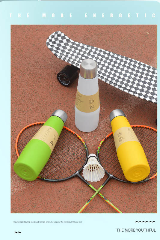 Yellow Premium 304 Stainless Steel Vacuum Insulated Water Bottle - 532ml Large Capacity Sports Flask with 12-24 Hour Thermal Retention, Leak-Proof Portable Travel Mug for Gym, Office, Car and Outdoor Activities