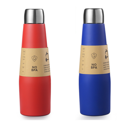 2-piece Red and Blue Premium 304 Stainless Steel Vacuum Insulated Water Bottle - 532ml Large Capacity Sports Flask with 12-24 Hour Thermal Retention, Leak-Proof Portable Travel Mug for Gym, Office, Car and Outdoor Activities