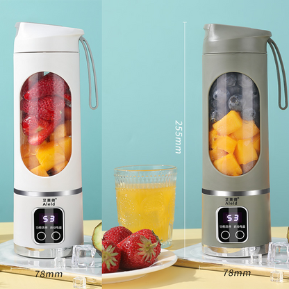 2-piece White and Green 7.4V Portable Blender Smoothie Maker 450ml Wireless Rechargeable Juicer Cup with 12-Blade Stainless Steel Cutter, LED Digital Display, USB Charging Personal Blender for Travel Gym Office Home