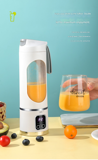 2-piece White and Green 7.4V Portable Blender Smoothie Maker 450ml Wireless Rechargeable Juicer Cup with 12-Blade Stainless Steel Cutter, LED Digital Display, USB Charging Personal Blender for Travel Gym Office Home